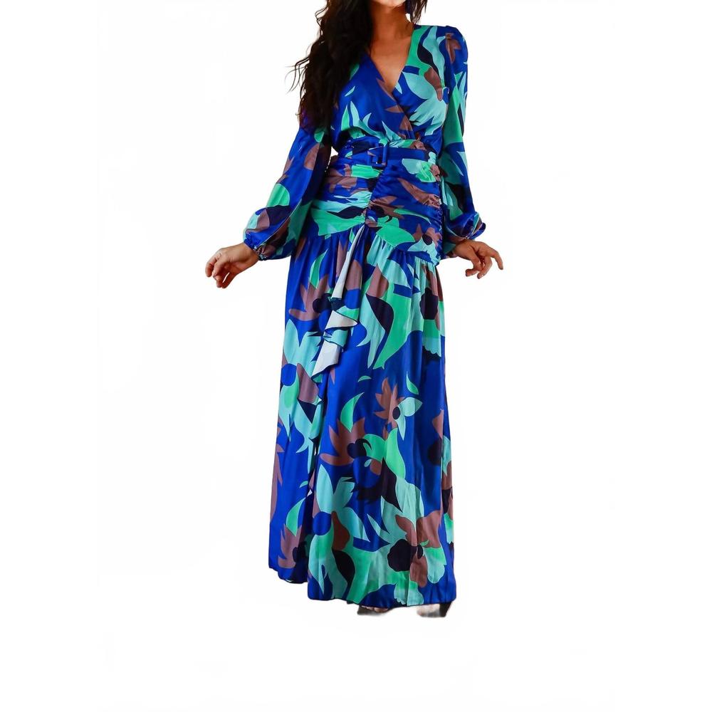 NEW LITTLE SECRET OF MINE ruched waist maxi dress in blue
